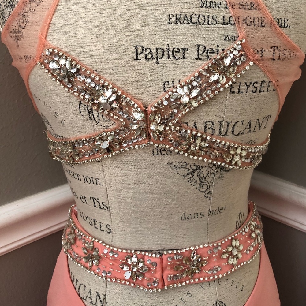 🔴FINAL CLEARANCE NEW ALYCE PARIS SZ 6 PINK CORAL TWO PIECE BEAD ILLUSION GOWN - Picture 10 of 15